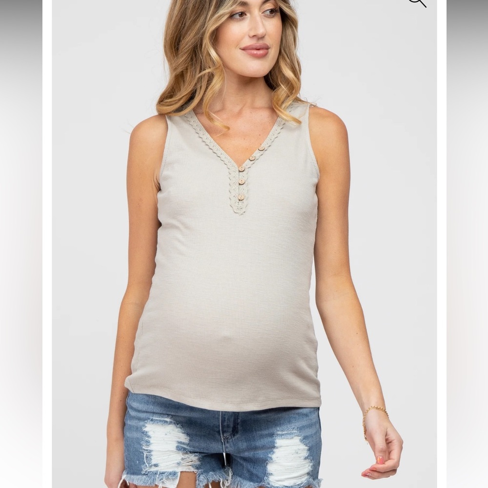 Beige Ribbed Maternity Tank from Pink Blush Maternity - size small maternity